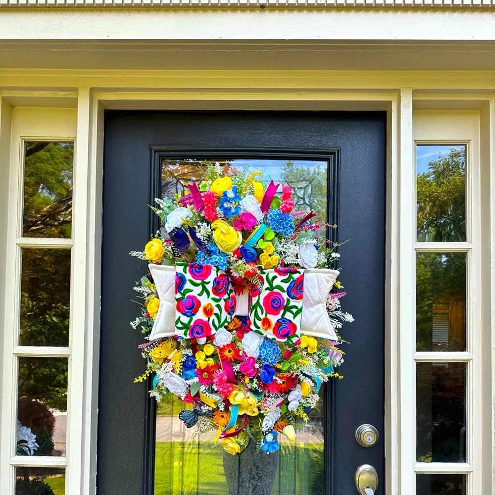 XL Big Bow Colorful Wreath